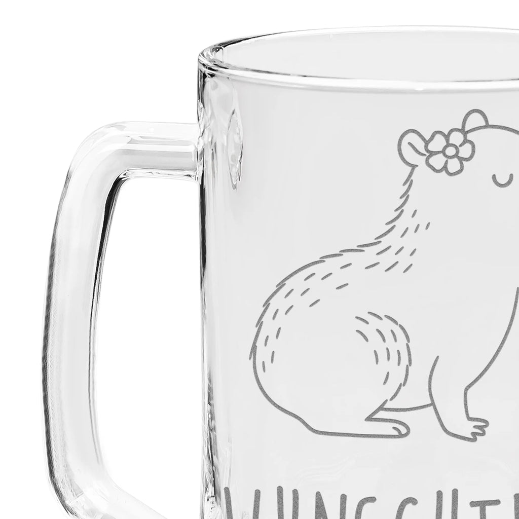 Personalizowany kufel do piwa z grawerem Kapibara kwiat Motywy zwierzęce, dobra energia, zabawne powiedzonka, zwierzęta
