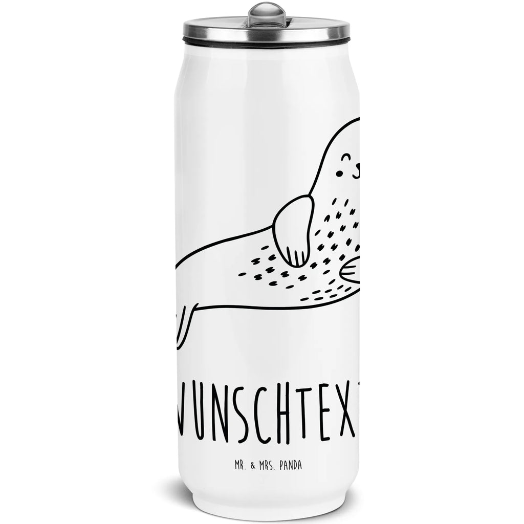 Personalized Beverage Cans Drinking Bottle seal Laugh small animals, cute, funny, cute animal motives, hand drawn, small world, funny sayings, good mood, happy, gifts, gift ideas, special gifts, animal lover, card, Seals, Sea animal, Beach, Seal, North Sea, Baltic Sea