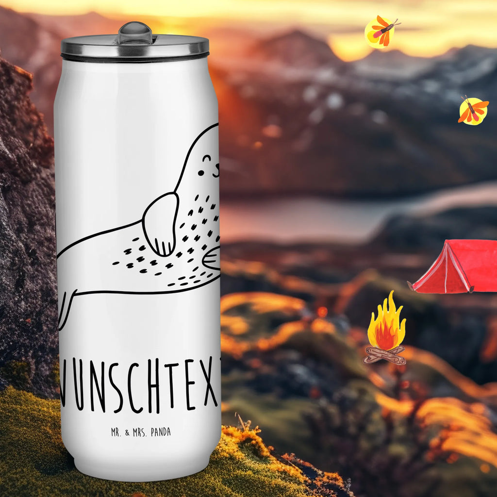 Personalized Beverage Cans Drinking Bottle seal Laugh small animals, cute, funny, cute animal motives, hand drawn, small world, funny sayings, good mood, happy, gifts, gift ideas, special gifts, animal lover, card, Seals, Sea animal, Beach, Seal, North Sea, Baltic Sea