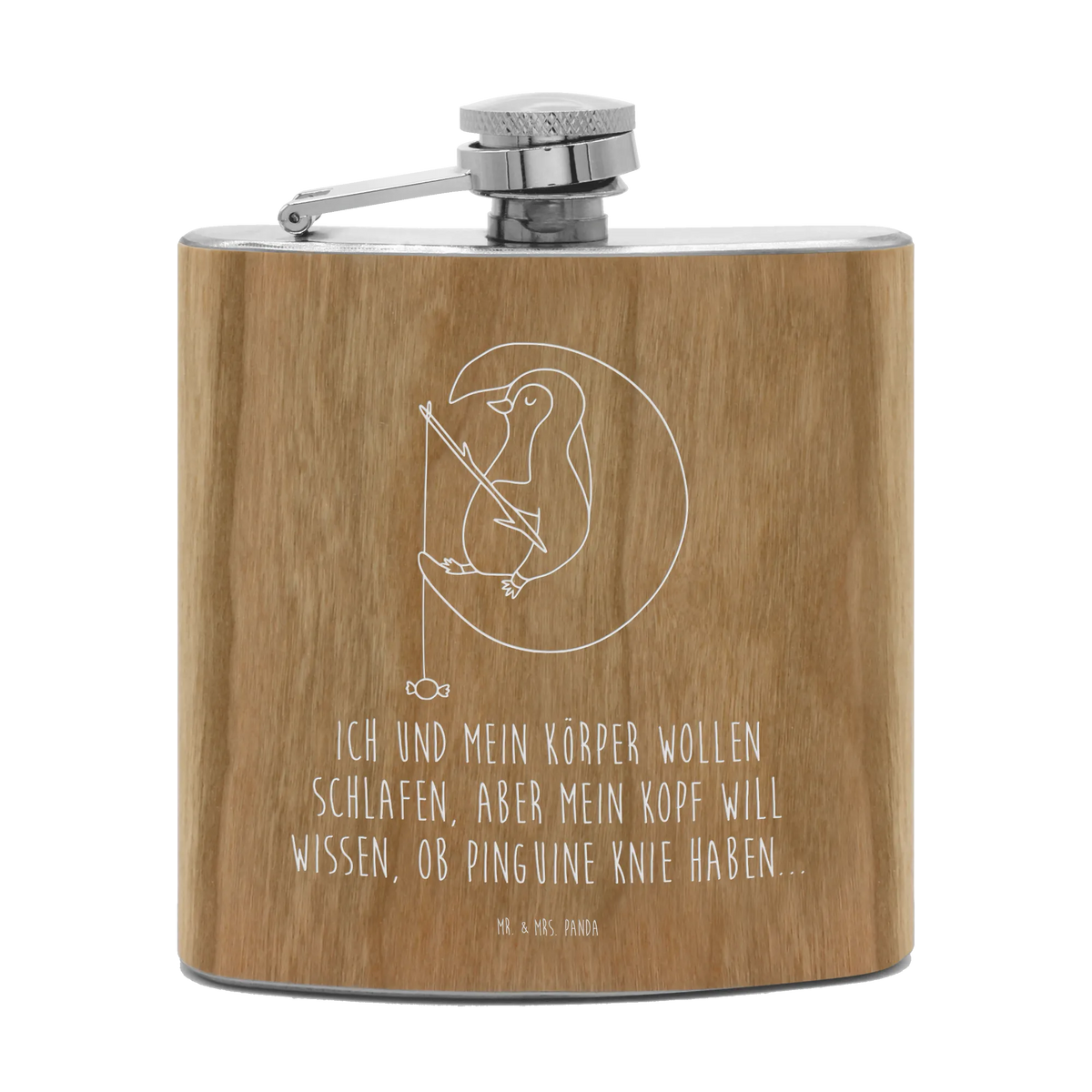 Hipflask Penguin moon North Pole, Penguins, insomnia, falling asleep, night's rest, bedroom, guest room, sleep, penguins, saying