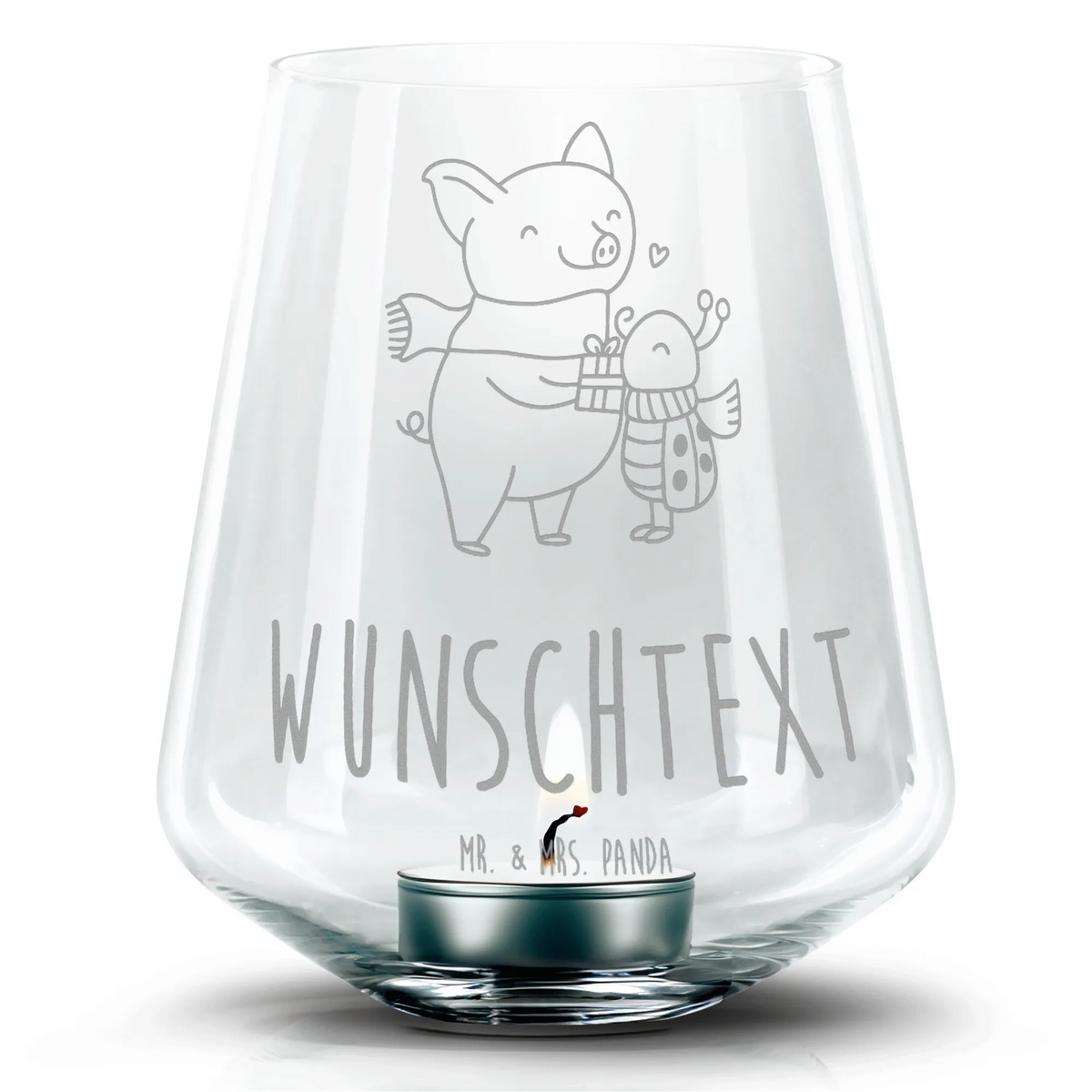 Personalized Engraved Lantern Glow Pig Snuggle Winter, Christmas, Christmas time, snow
