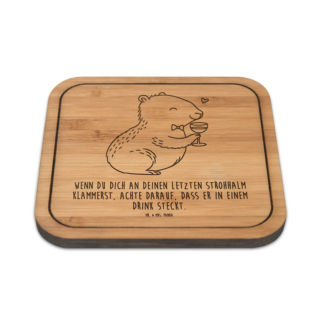 Square coaster Capybara wine party, set, presents, glass, giveaways, gift, coasters, glass coasters, square, gifts, wood, glasses, breakfast, small animals, cute, funny, cute animal motives, hand drawn, small world, funny sayings, good mood, happy, gift ideas, special gifts, animal lover, card