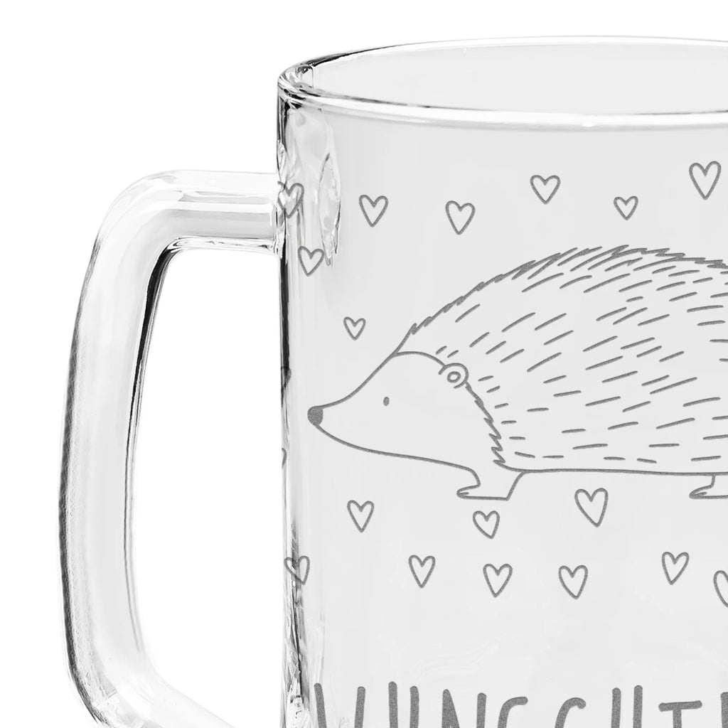 Personalizowany kufel do piwa z grawerem jeż serca Motywy zwierzęce, dobra energia, zabawne powiedzonka, zwierzęta