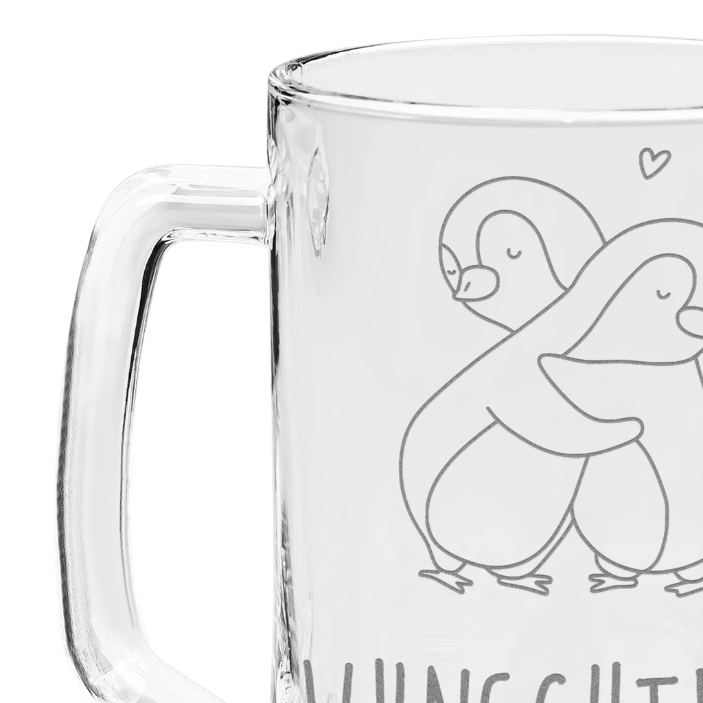 Personalizowany kufel do piwa z grawerem Pingwiny przytulanie Miłość, partner, przyjaciel, przyjaciółka, mąż, żona, wesele, zaręczyny, prośba o rękę, prezent miłosny, rocznica, dzień ślubu
