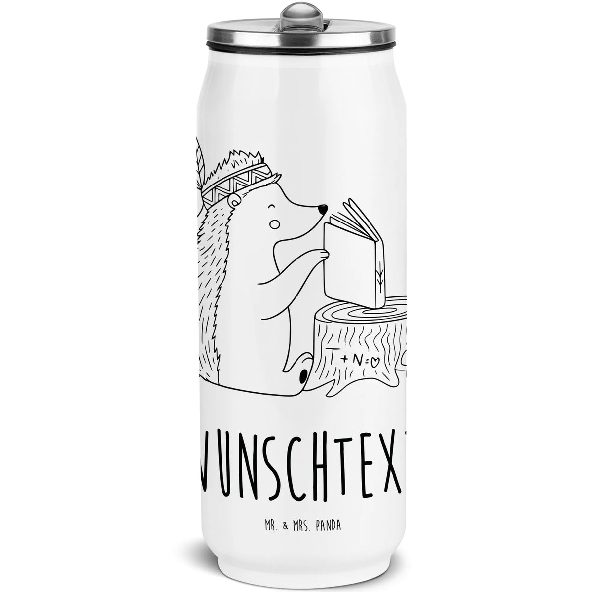 Personalized Beverage Cans Drinking Bottle Hedgehog feather headdress Forest animals, Indians, Hedgehogs, Campfire, Adventure