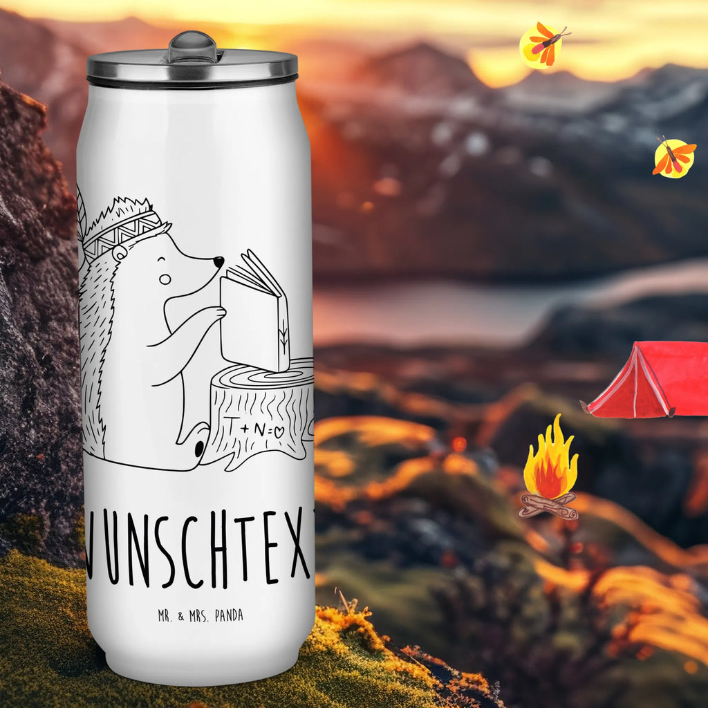 Personalized Beverage Cans Drinking Bottle Hedgehog feather headdress Forest animals, Indians, Camping, Hedgehogs, Adventure, Campfire