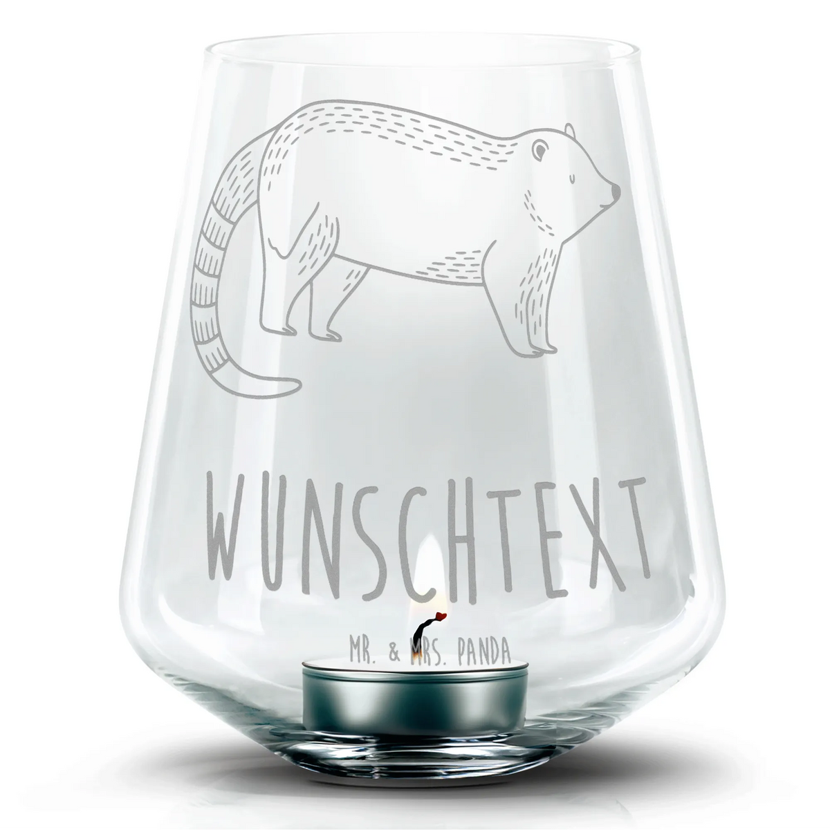 Personalized Engraved Lantern Coati small animals, cute, funny, cute animal motives, hand drawn, small world, funny sayings, good mood, happy, gifts, gift ideas, special gifts, animal lover, card, bear, trunk bear, nose bear, Nose bear
