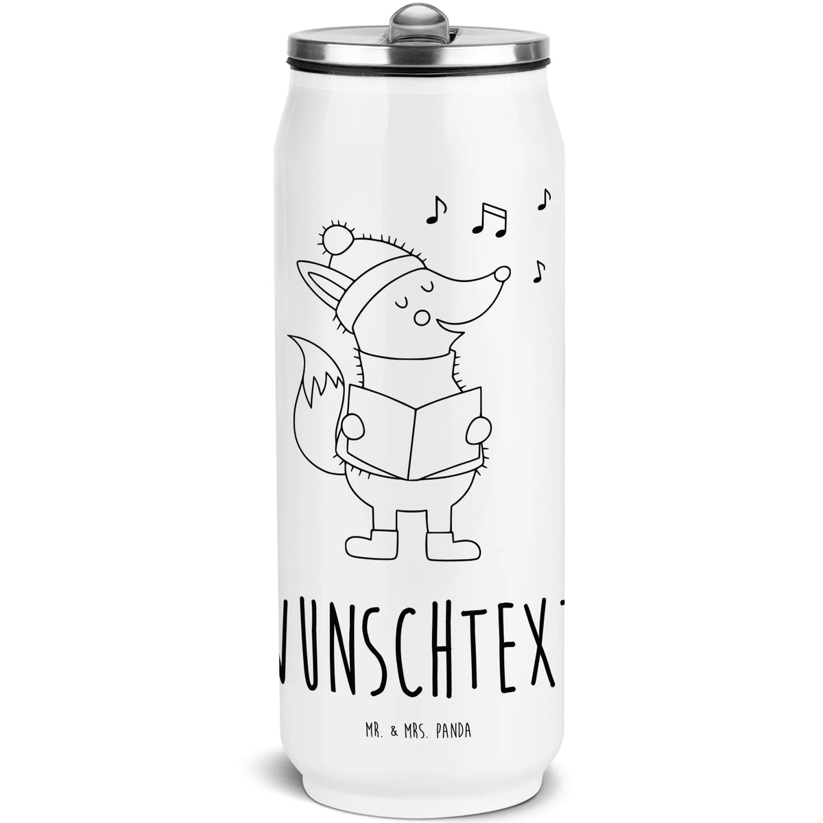 Personalized Beverage Cans Drinking Bottle Fox Singer Winter, Christmas, Christmas time, snow