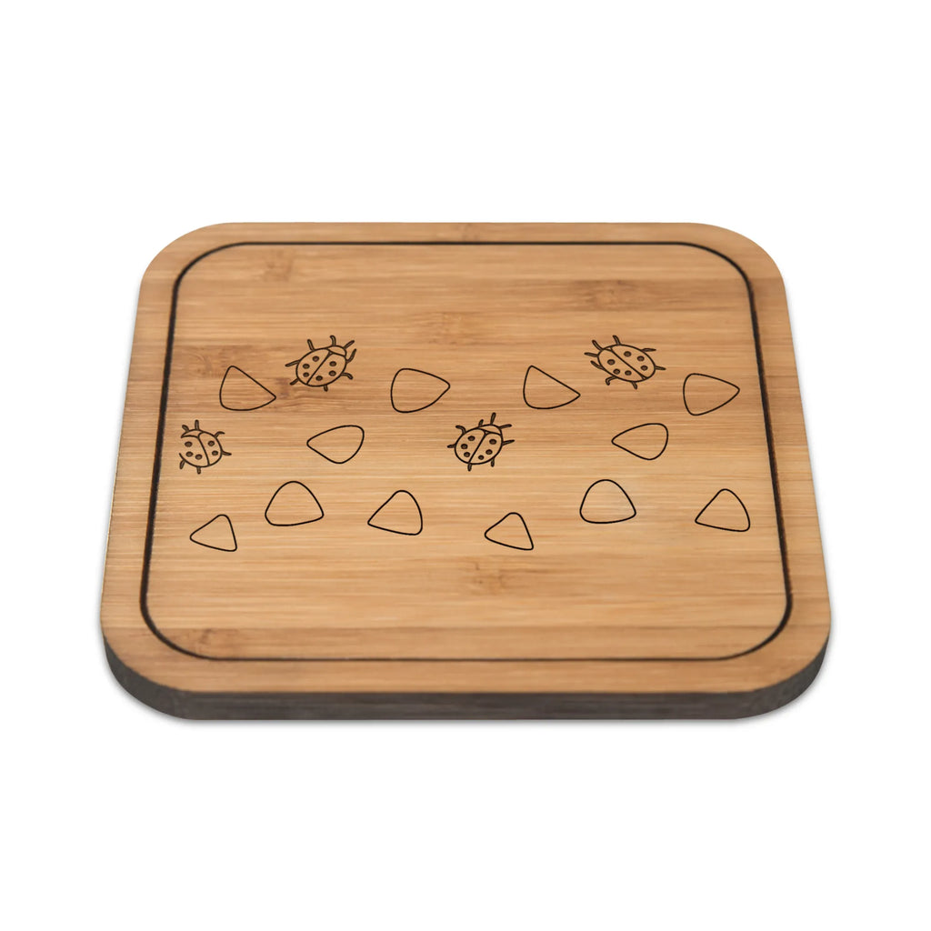 Square coaster Ladybug Design glasses, gifts, giveaways, party, breakfast, square, coasters, wood, glass coasters, glass, presents, gift, set