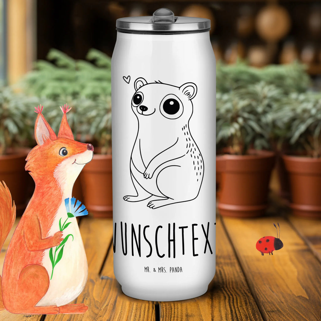 Personalized Beverage Cans Drinking Bottle Slow loris Happy small animals, cute, funny, cute animal motives, hand drawn, small world, funny sayings, good mood, happy, gifts, gift ideas, special gifts, animal lover, card