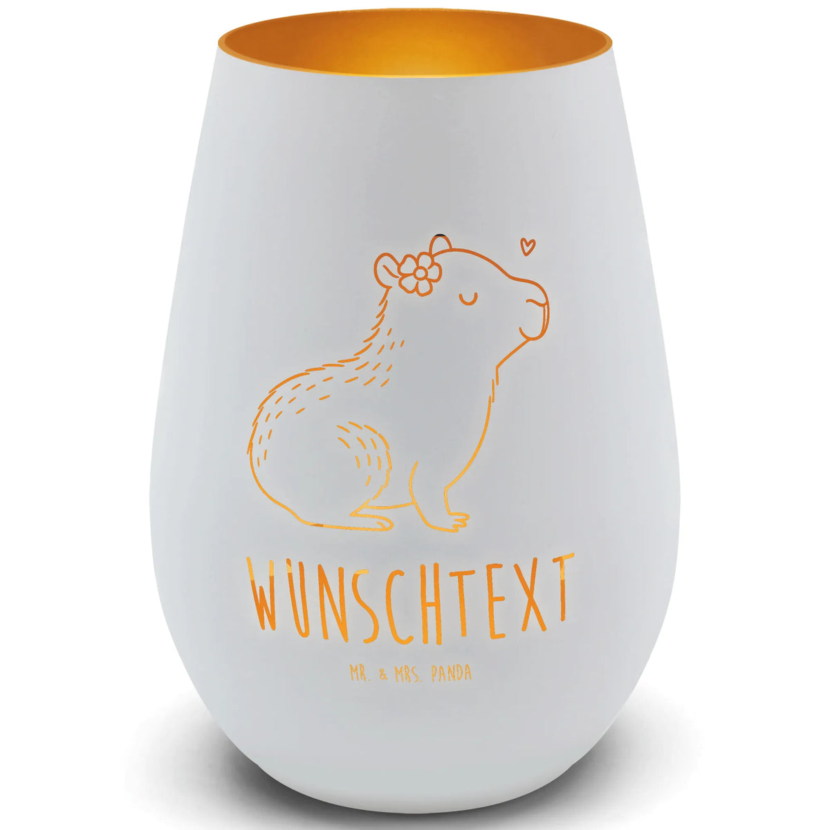 Gold Personalized Lantern Capybara flower small animals, cute, funny, cute animal motives, hand drawn, small world, funny sayings, good mood, happy, gifts, gift ideas, special gifts, animal lover, card