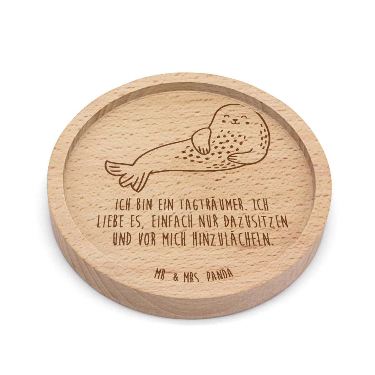 Wooden Coaster seal Laugh small animals, cute, funny, cute animal motives, hand drawn, small world, funny sayings, good mood, happy, gifts, gift ideas, special gifts, animal lover, card, Baltic Sea, North Sea, Sea animal, Beach, Seal, Seals