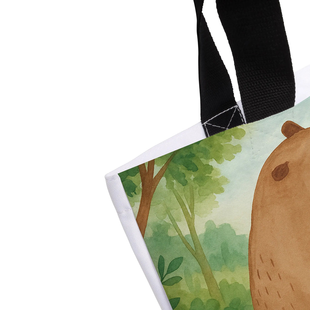 Shopper Bär Schulterblick Design Beutel, Einkaufstasche, Tasche, Strandtasche, Einkaufsbeutel, Shopper, Schultasche, Freizeittasche, Tragebeutel, Schulbeutel, Alltagstasche, Bär, Teddy, Teddybär, Selbstachtung, Weltansicht, Motivation, Bären, Bärenliebe, Weisheit