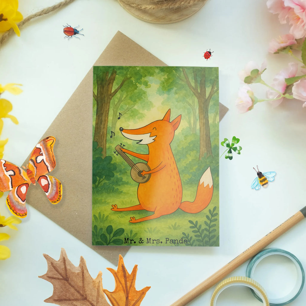 Grußkarte Fuchs Gitarre Design Grußkarte, Klappkarte, Einladungskarte, Glückwunschkarte, Hochzeitskarte, Geburtstagskarte, Karte, Ansichtskarten, Fuchs, Füchse, Geschenk Musiker, Musik Spruch, Musikerin, Sänger, Sängerin, Gitarre