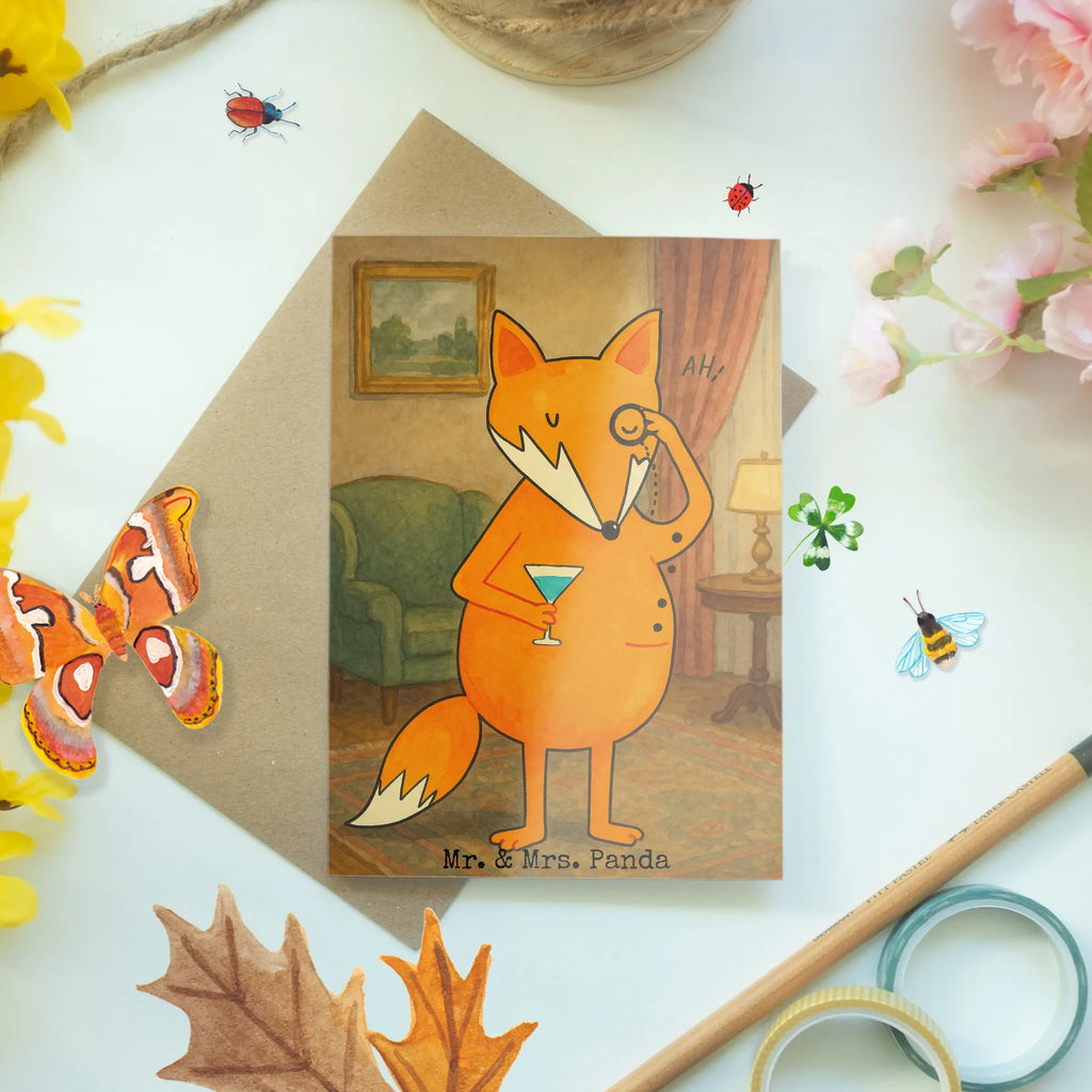 Grußkarte Fuchs Lord Design Grußkarte, Klappkarte, Einladungskarte, Glückwunschkarte, Hochzeitskarte, Geburtstagskarte, Karte, Ansichtskarten, Fuchs, Füchse, tröstende Worte, Spruch lustig, Liebeskummer Geschenk, Motivation Spruch, Problemlösung