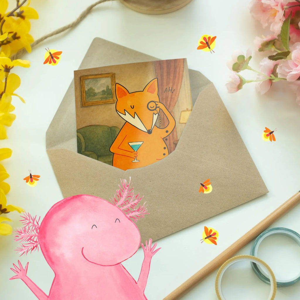 Grußkarte Fuchs Lord Design Grußkarte, Klappkarte, Einladungskarte, Glückwunschkarte, Hochzeitskarte, Geburtstagskarte, Karte, Ansichtskarten, Fuchs, Füchse, tröstende Worte, Spruch lustig, Liebeskummer Geschenk, Motivation Spruch, Problemlösung