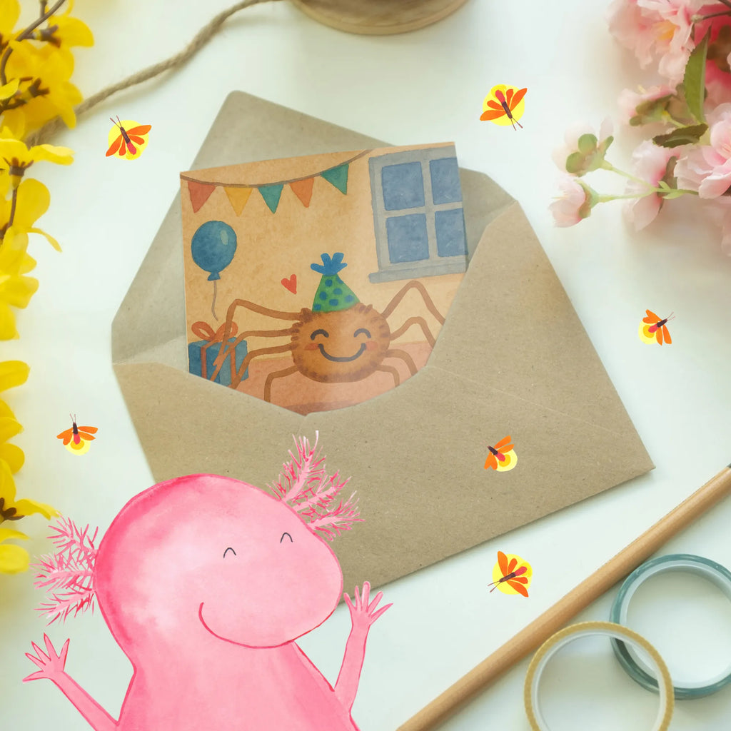 Grußkarte Spinne Agathe Party Design Grußkarte, Klappkarte, Einladungskarte, Glückwunschkarte, Hochzeitskarte, Geburtstagskarte, Karte, Ansichtskarten, Spinne Agathe, Spinne, Agathe, Videos, Merchandise, Selbstliebe, Wunder, Motivation, Glück