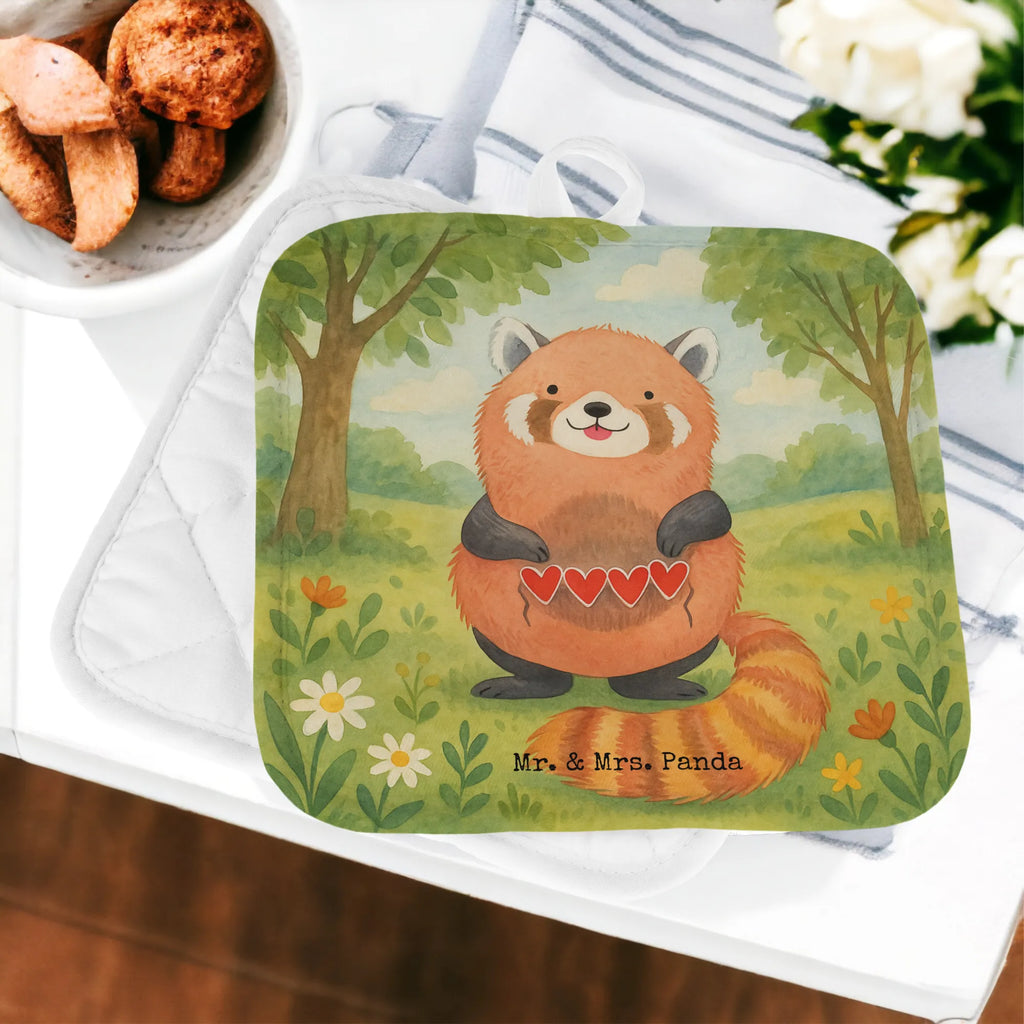 2er Set Topflappen  Roter Panda Design Topflappen, Topfuntersetzer, Ofenhandschuh, Topflappen Set, Topflappen lustig, Topflappen mit Spruch, Ofenhandschuhe, Topfhandschuhe, Topfhandschuh, Topflappenset, Topflappen 2er Set, Schöne Topflappen, Tiermotive, Gute Laune, lustige Sprüche, Tiere, Panda, Liebe, Rot, Herz, Liebling, Lieblingsmensch