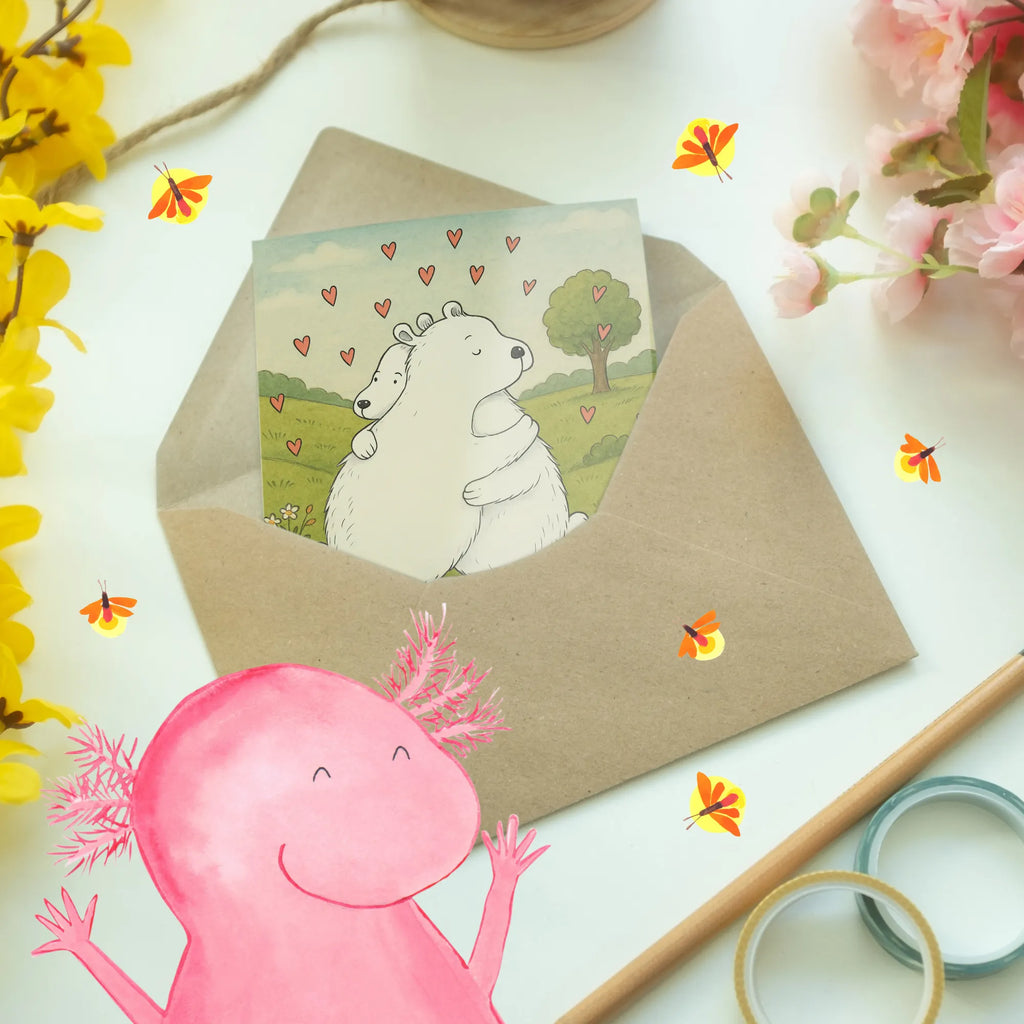 Grußkarte Eisbär Umarmen Design Grußkarte, Klappkarte, Einladungskarte, Glückwunschkarte, Hochzeitskarte, Geburtstagskarte, Karte, Ansichtskarten, Tiermotive, Gute Laune, lustige Sprüche, Tiere