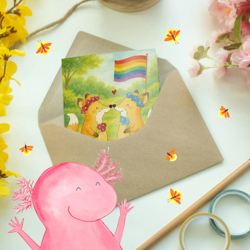 Grußkarte Füchse Lesbian Pride Design Grußkarte, Klappkarte, Einladungskarte, Glückwunschkarte, Hochzeitskarte, Geburtstagskarte, Karte, Ansichtskarten, Hochzeit, Hochzeitsgeschenk, Ehe, Hochzeitsfeier, Trauung, Trauungsgeschenk, Verlobungsfeier, Verlobungsgeschenk, Hochzeitsgeschenkideen, Hochzeitsgeschenke für Brautpaar
