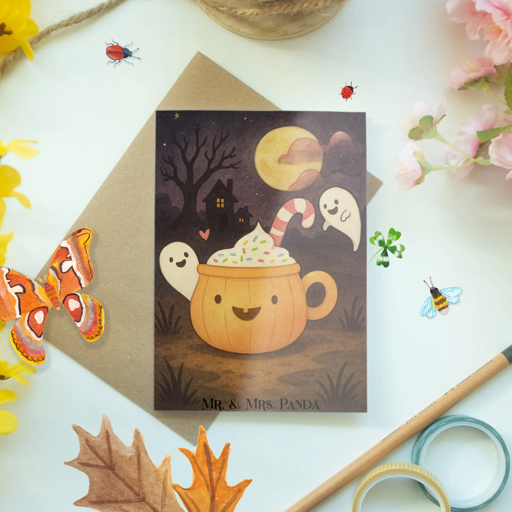 Grußkarte Kaffee Gespenst Design Grußkarte, Klappkarte, Einladungskarte, Glückwunschkarte, Hochzeitskarte, Geburtstagskarte, Karte, Ansichtskarten, Halloween, Deko, Martinssingen, Dekoration, Geschenke, Schenken, Halloween Deko, Trick or Treat, Süßes sonst gibt's saures, Pumpkin spiced Latte, Kaffee, Gespenst