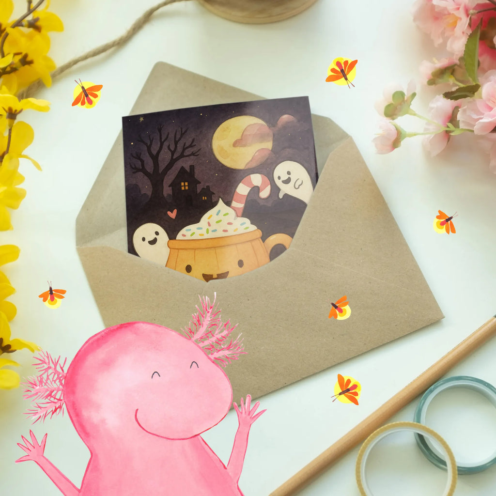 Grußkarte Kaffee Gespenst Design Grußkarte, Klappkarte, Einladungskarte, Glückwunschkarte, Hochzeitskarte, Geburtstagskarte, Karte, Ansichtskarten, Halloween, Deko, Martinssingen, Dekoration, Geschenke, Schenken, Halloween Deko, Trick or Treat, Süßes sonst gibt's saures, Pumpkin spiced Latte, Kaffee, Gespenst