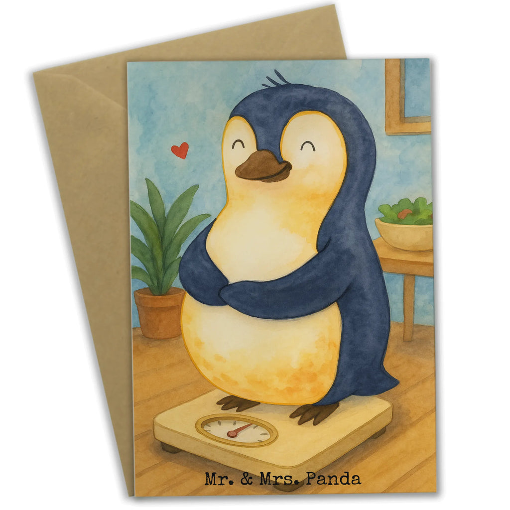 Grußkarte Pinguin Diät Design Grußkarte, Klappkarte, Einladungskarte, Glückwunschkarte, Hochzeitskarte, Geburtstagskarte, Karte, Ansichtskarten, Pinguin, Pinguine, Diät, Abnehmen, Abspecken, Gewicht, Motivation, Selbstliebe, Körperliebe, Selbstrespekt