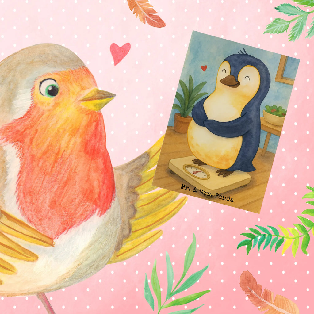 Grußkarte Pinguin Diät Design Grußkarte, Klappkarte, Einladungskarte, Glückwunschkarte, Hochzeitskarte, Geburtstagskarte, Karte, Ansichtskarten, Pinguin, Pinguine, Diät, Abnehmen, Abspecken, Gewicht, Motivation, Selbstliebe, Körperliebe, Selbstrespekt