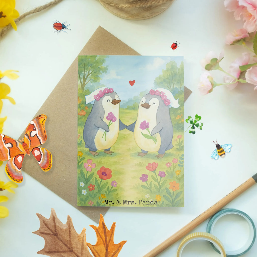 Grußkarte Pinguine Lesbian Pride Design Grußkarte, Klappkarte, Einladungskarte, Glückwunschkarte, Hochzeitskarte, Geburtstagskarte, Karte, Ansichtskarten, Hochzeit, Hochzeitsgeschenk, Ehe, Hochzeitsfeier, Trauung, Trauungsgeschenk, Verlobungsfeier, Verlobungsgeschenk, Hochzeitsgeschenkideen, Hochzeitsgeschenke für Brautpaar, Gleichgeschlechtliche Hochzeit