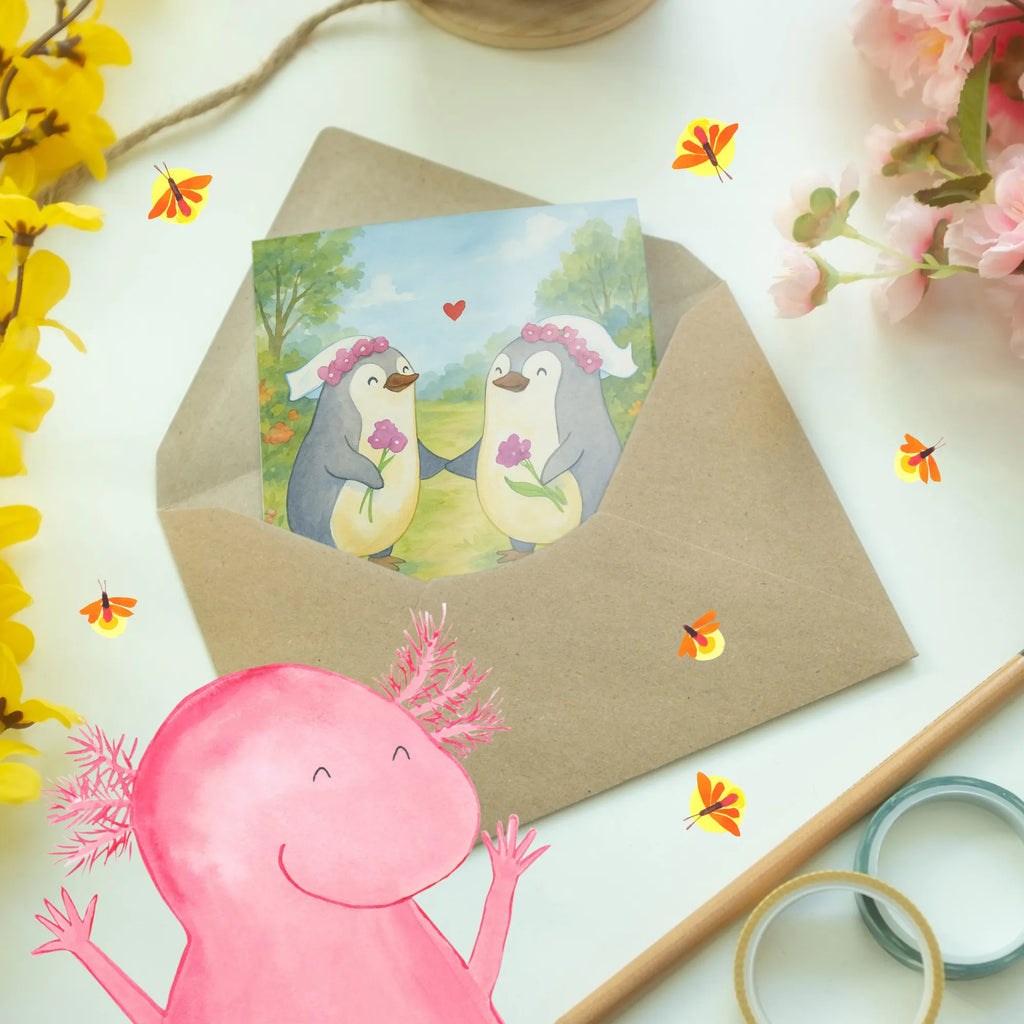 Grußkarte Pinguine Lesbian Pride Design Grußkarte, Klappkarte, Einladungskarte, Glückwunschkarte, Hochzeitskarte, Geburtstagskarte, Karte, Ansichtskarten, Hochzeit, Hochzeitsgeschenk, Ehe, Hochzeitsfeier, Trauung, Trauungsgeschenk, Verlobungsfeier, Verlobungsgeschenk, Hochzeitsgeschenkideen, Hochzeitsgeschenke für Brautpaar, Gleichgeschlechtliche Hochzeit