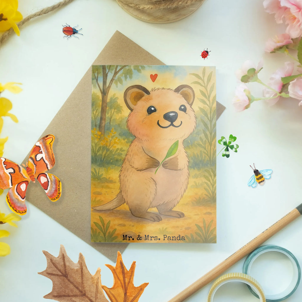 Grußkarte Quokka Happy Design Grußkarte, Klappkarte, Einladungskarte, Glückwunschkarte, Hochzeitskarte, Geburtstagskarte, Karte, Ansichtskarten, Tiermotive, Gute Laune, lustige Sprüche, Tiere, Quokka, Verschieben, Aufschieberitis, Lustiger Spruch, Niedliches Tier, Dinge erledigen