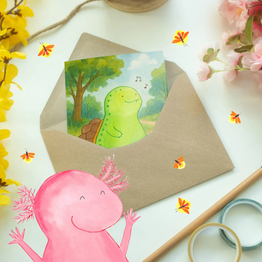 Grußkarte Schildkröte Pfeifen Design Grußkarte, Klappkarte, Einladungskarte, Glückwunschkarte, Hochzeitskarte, Geburtstagskarte, Karte, Ansichtskarten, Schildkröte, Schildi, Schildkröten, fröhlich, Glück, Motivation, Lebensfreude, Depression, Trennung, Neuanfang