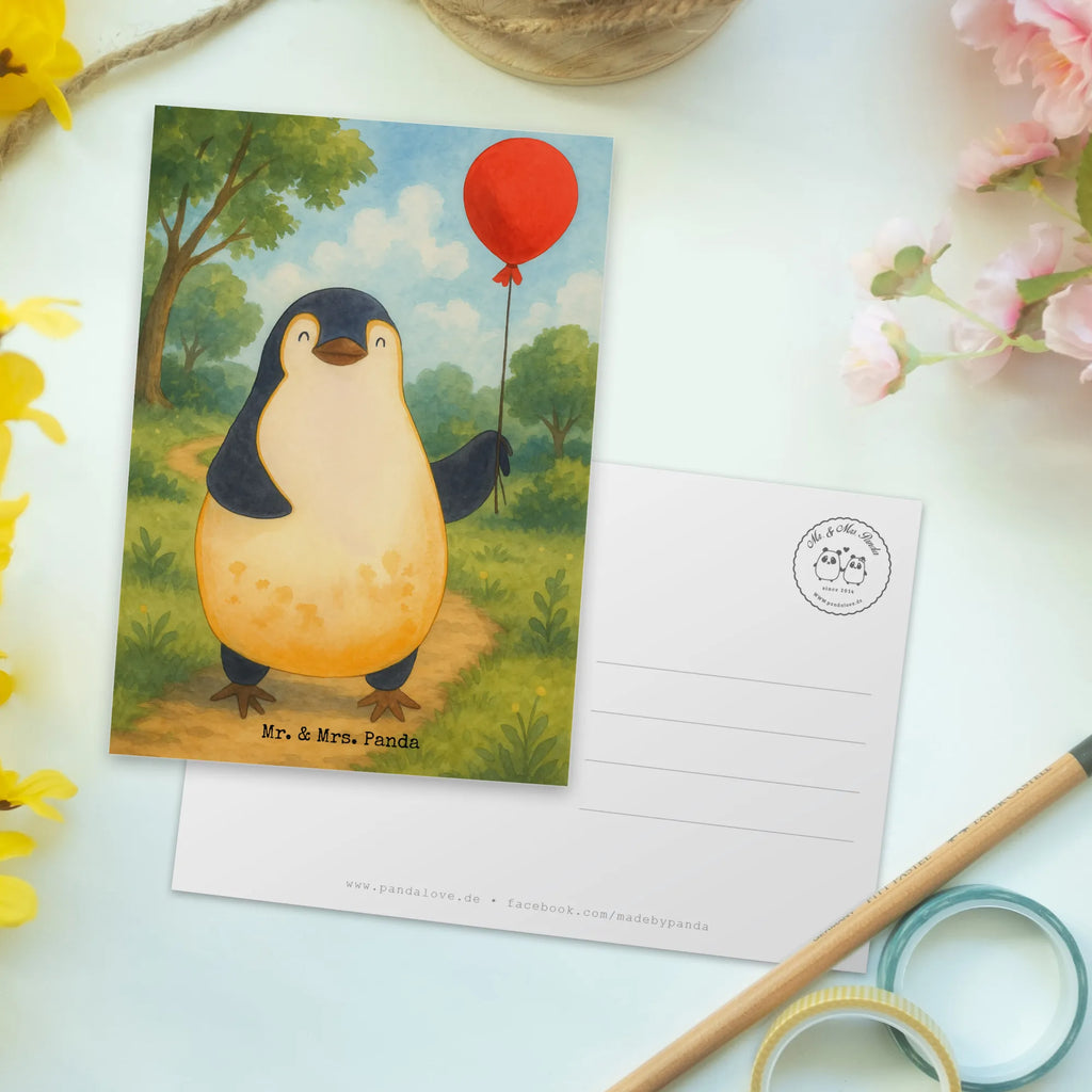 Postcard Penguin balloon Design North Pole, Penguins, gift idea, gift girlfriend, penguins, balloon, new start, new life, love of life, best friend