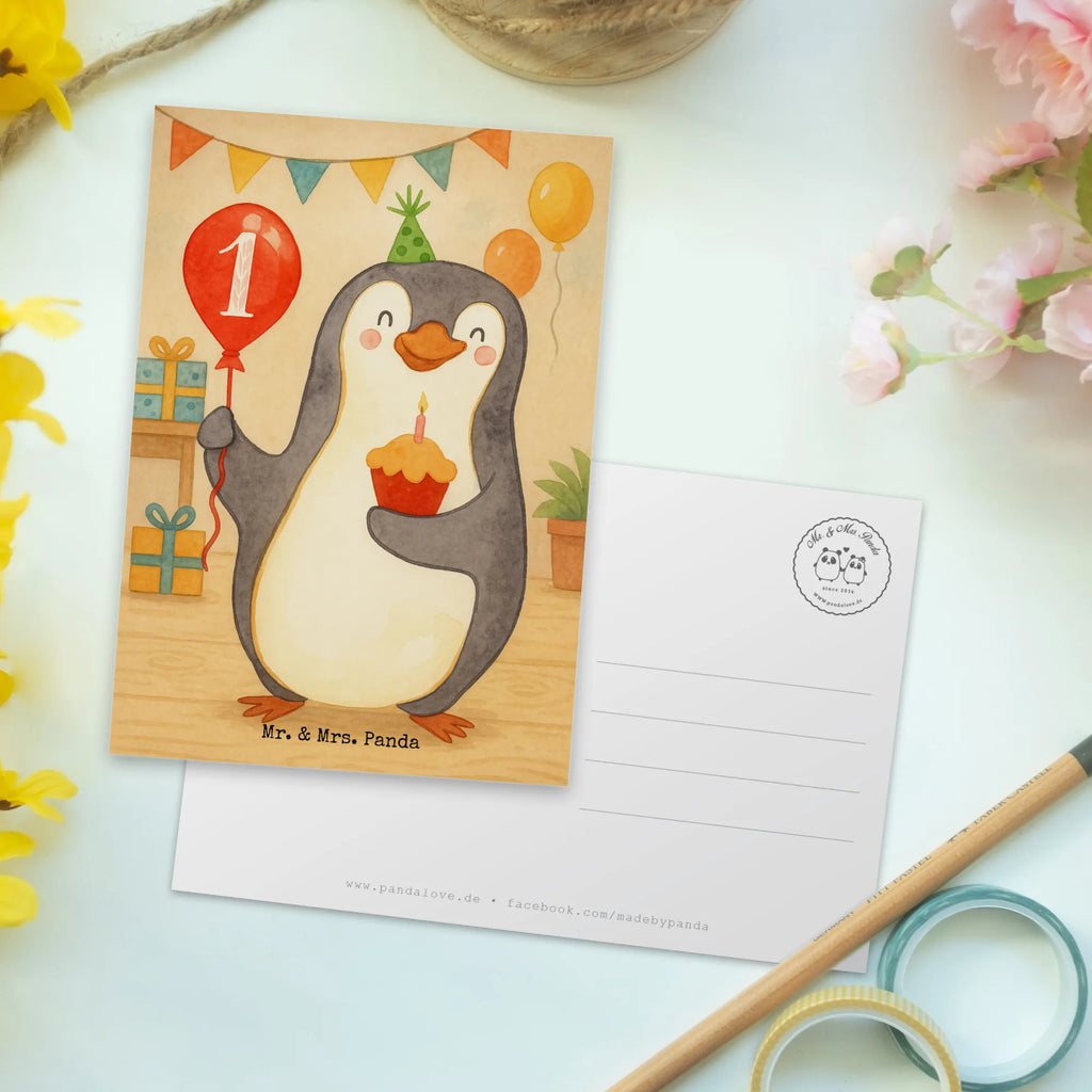 Postkarte 1. Geburtstag Pinguin Luftballon Design Postkarte, Karte, Geschenkkarte, Grußkarte, Einladung, Ansichtskarte, Geburtstagskarte, Einladungskarte, Dankeskarte, Ansichtskarten, Einladung Geburtstag, Einladungskarten Geburtstag, Geburtstag, Geburtstagsgeschenk, Geschenk, Pinguin, Geburtstage, Happy Birthday, Geburtstagsfeier