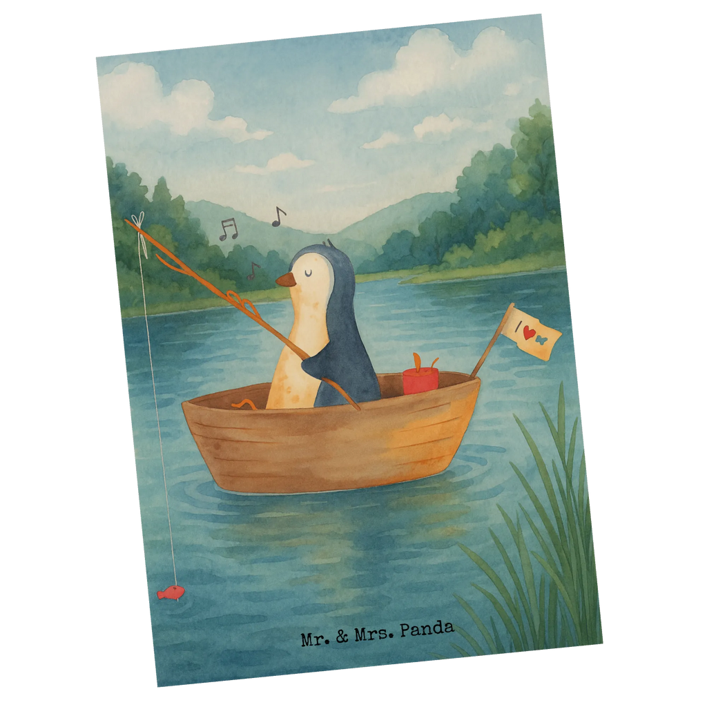 Postcard Penguin fishing boat Design North Pole, Penguins, fishing, separation, new start, love of life, divorce, penguins, fishing boat, gift idea heartache, enjoy, boat, new beginning