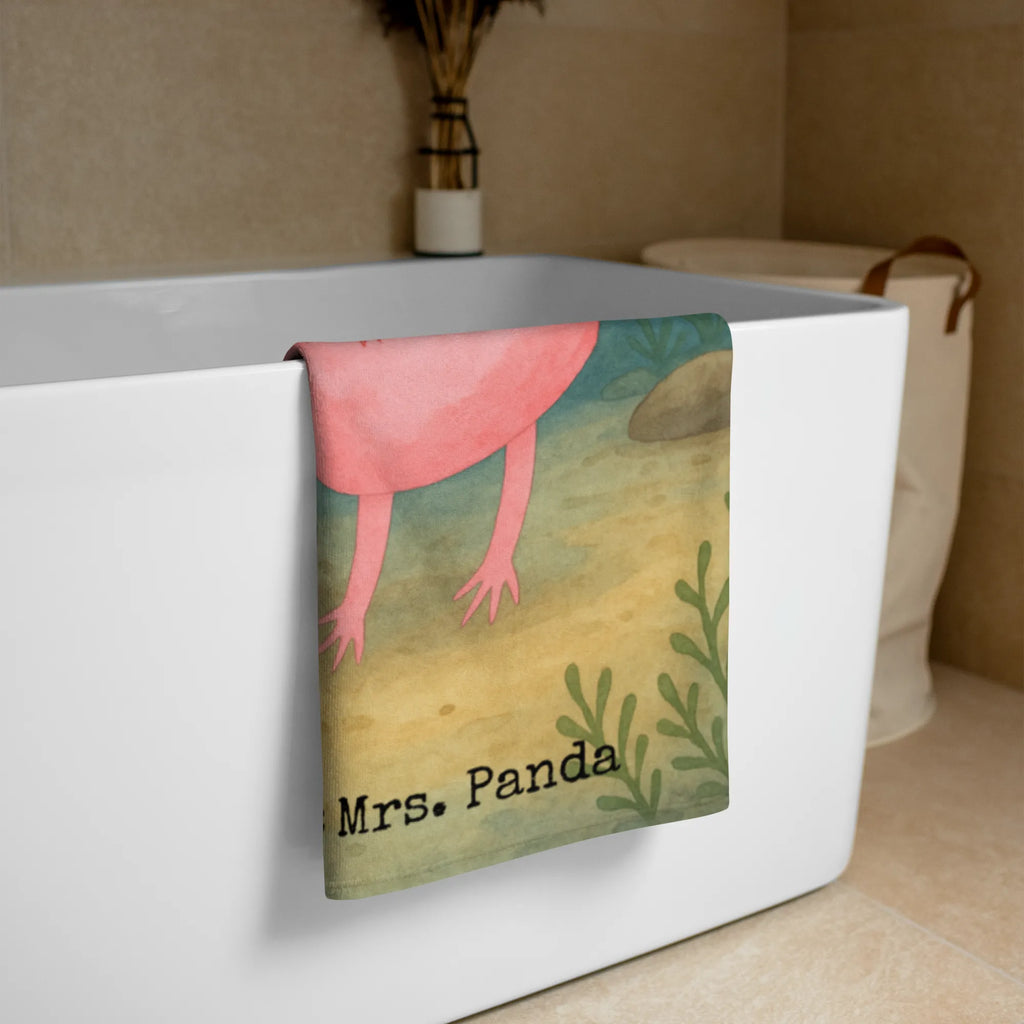 XL Badehandtuch Axolotl Glücklich Design Handtuch, Badetuch, Duschtuch, Strandtuch, Saunatuch, Axolotl, Molch, Axolot, Schwanzlurch, Lurch, Lurche, Motivation, gute Laune