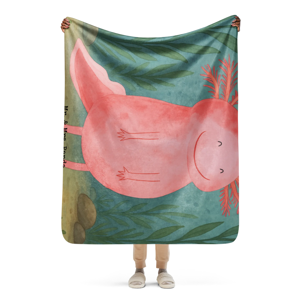 Sherpa Kuscheldecke Axolotl Glücklich Design Axolotl, Molch, gute Laune, Schwanzlurch, Axolot, Lurche, Lurch, Motivation