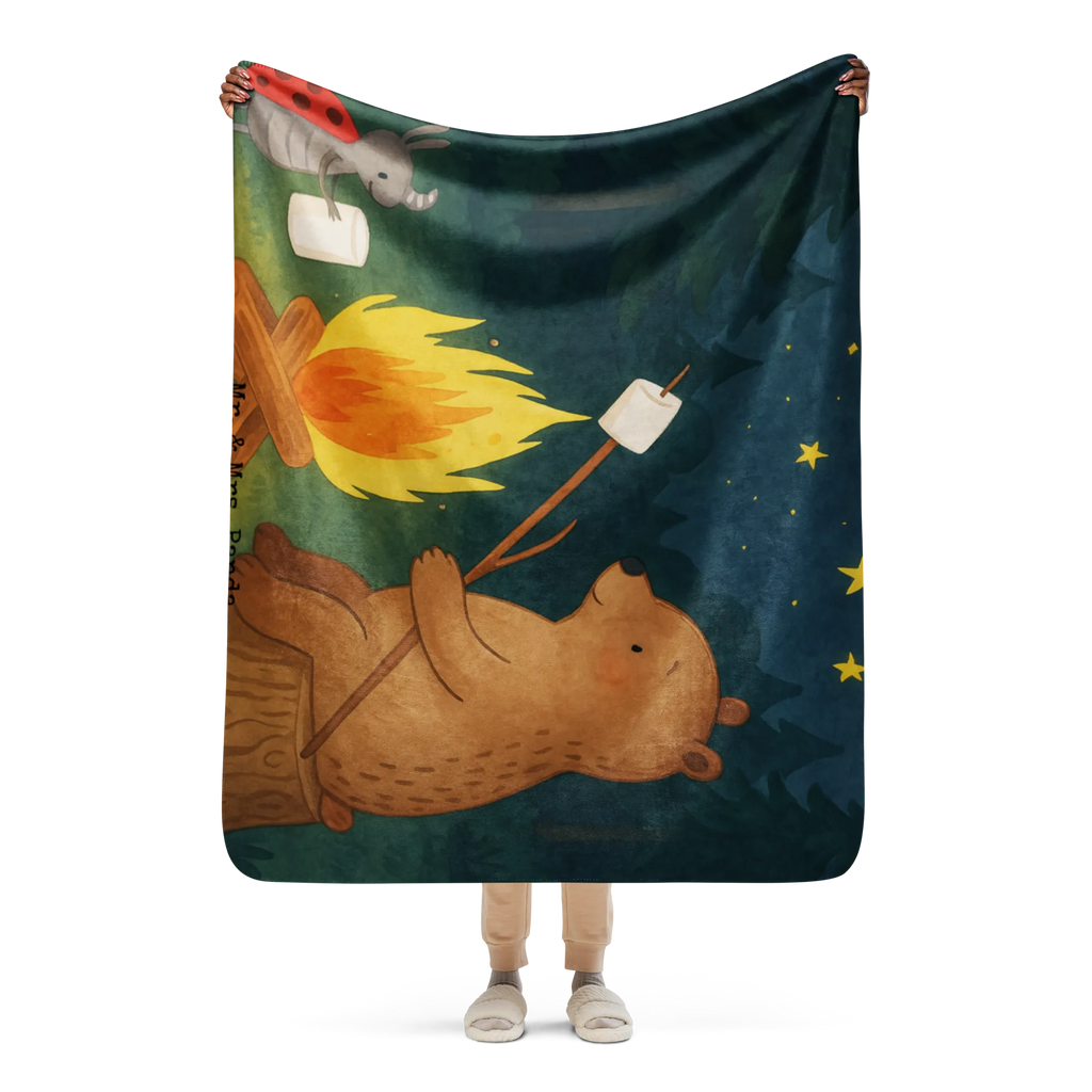 Sherpa Kuscheldecke Bär & Marienkäfer Lagerfeuer Design Bär, Teddy, Teddybär, Lagerfeuer