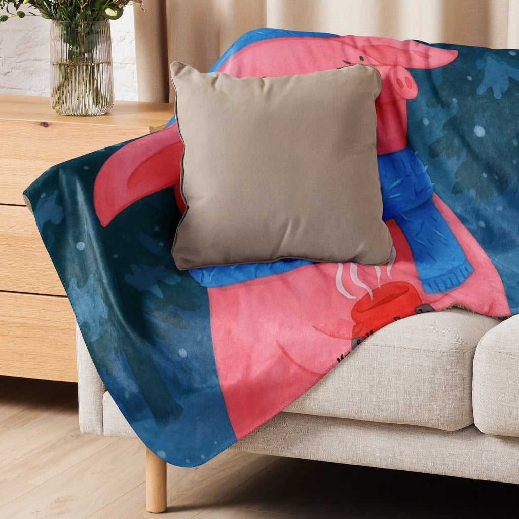 Sherpa Kuscheldecke Schweinchen Glühwein Design Winter, Weihnachten, Weihnachtsdeko, Nikolaus, Advent, Heiligabend, Wintermotiv, Betrunken, Spruch, Weihnachtsmarkt, Glühwein