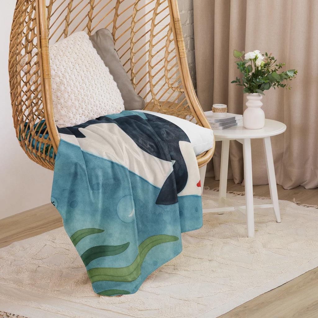 Sherpa Kuscheldecke Orca Zylinder Design Meerestiere, Meer, Urlaub, Glitzer, Fete, Geburtstag, Glitter, Feier, Konfetti, Glückwunsch, Narwal, Orca, Fest