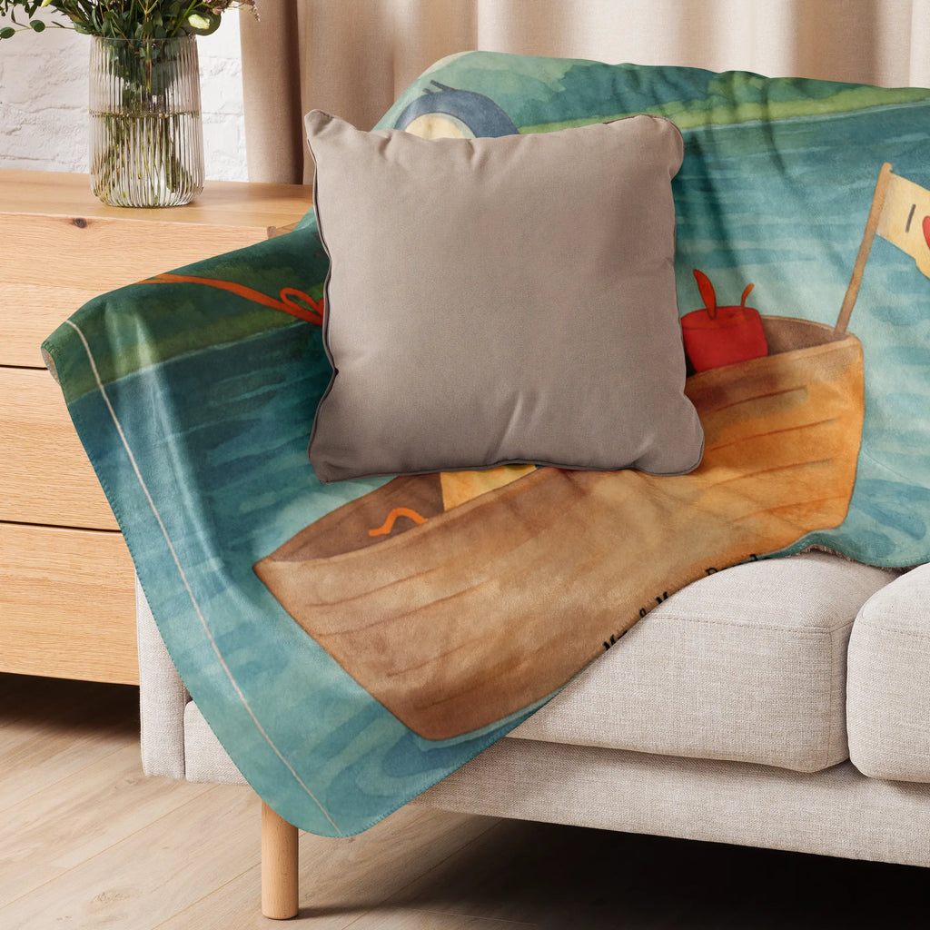 Sherpa Kuscheldecke Pinguin Angelboot Design Pinguin, Pinguine, Neustart, Neuanfang, Angelboot, Angeln, Motivation, Boot, Geschenkidee Liebeskummer, Lebenslust, genießen, Trennung, Scheidung, Leben