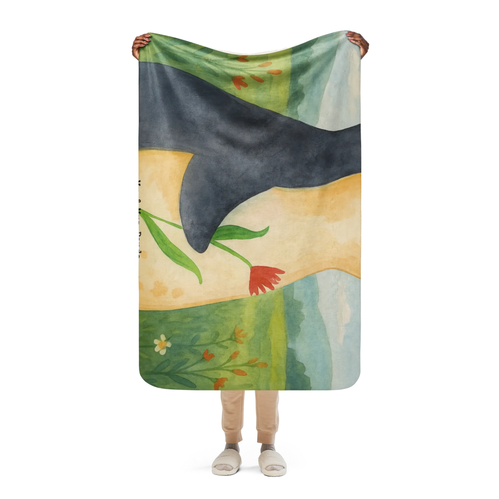 Sherpa Kuscheldecke Pinguin Blumen Design Pinguin, Liebeskummer, Universum, Pinguine, Lebenslust, Wünsche, Leben, Motivation, Lebensziele, Ziele, Blumenkranz, Geschenkidee