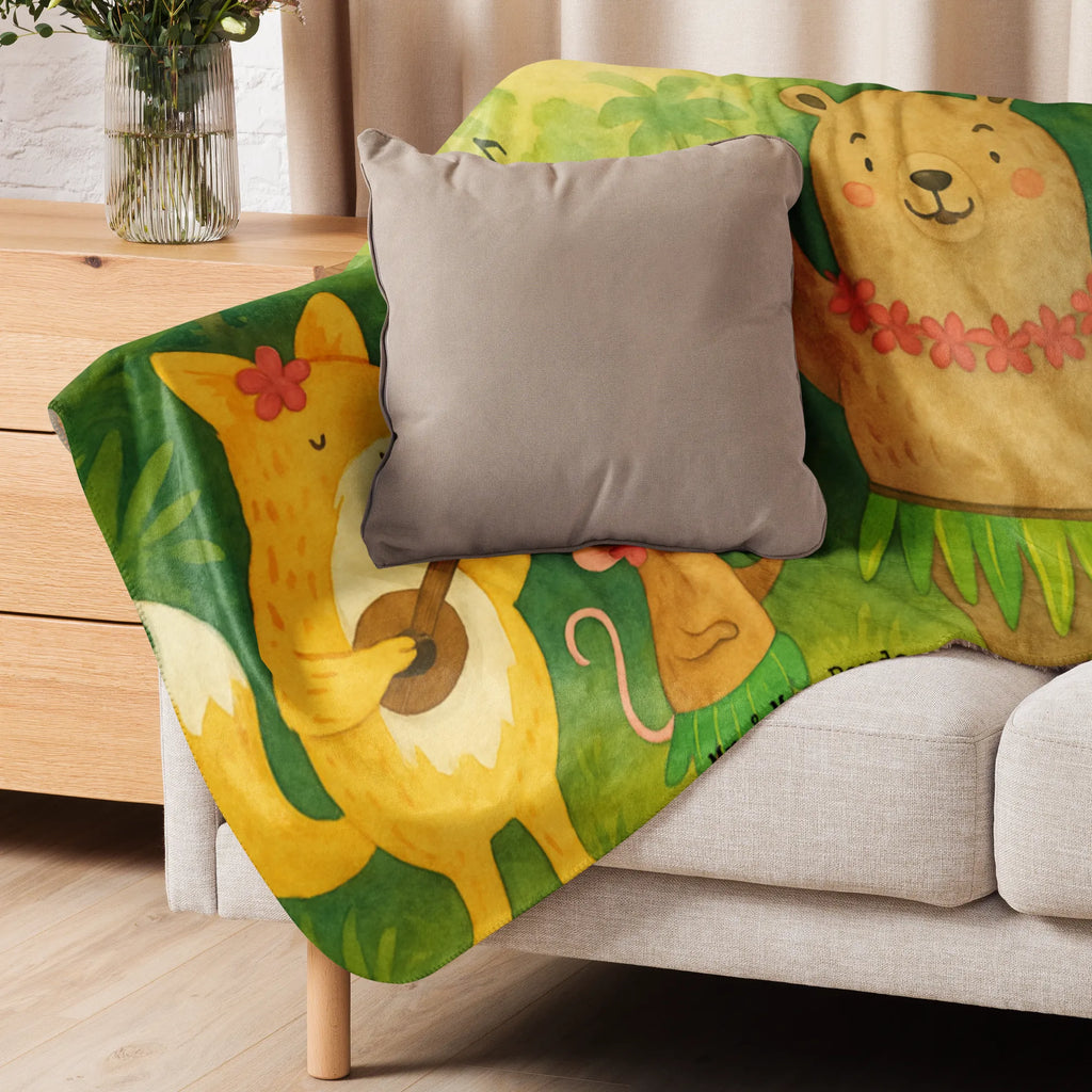 Sherpa Kuscheldecke Waldtiere Aloha Design Tiermotive, Gute Laune, lustige Sprüche, Tiere, Bär, Musik, Hase, Waldtiere, Wald, Aloha, Igel, Lachen, Tanzen, Leben