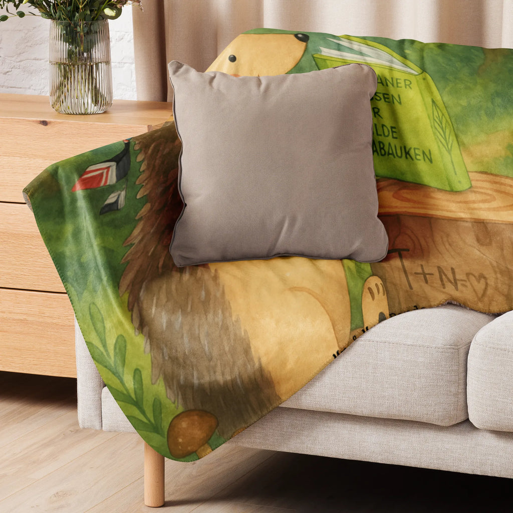Sherpa Kuscheldecke Igel Federschmuck Design Waldtiere, Tiere, Lagerfeuer, Abenteuer, Igel, Indianer, Camping