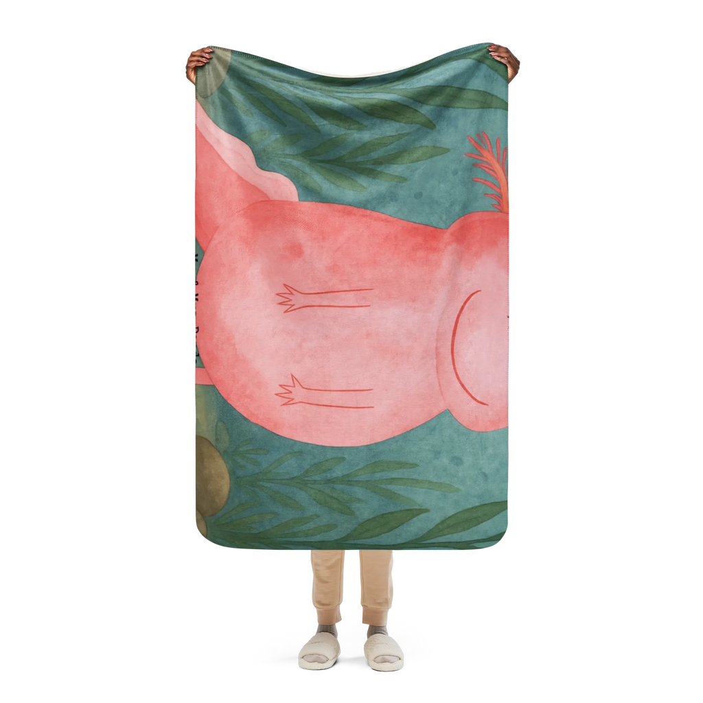 Sherpa Kuscheldecke Axolotl Glücklich Design Axolotl, Molch, gute Laune, Schwanzlurch, Axolot, Lurche, Lurch, Motivation
