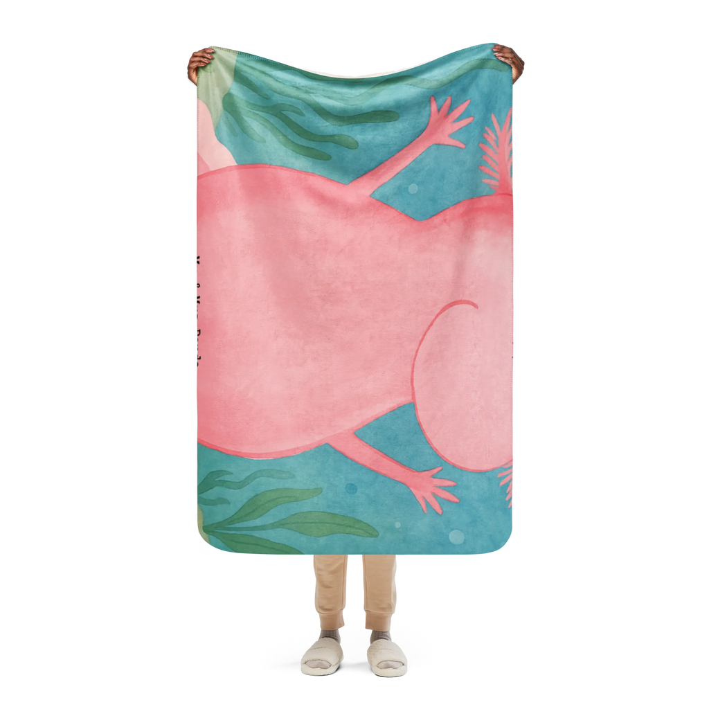 Sherpa Kuscheldecke Axolotl Hurra Design Axolotl, Molch, Lurch, Axolot, Lurche, Zufriedenheit, Freude, fröhlich, Motivation, Schwanzlurch, Spaß