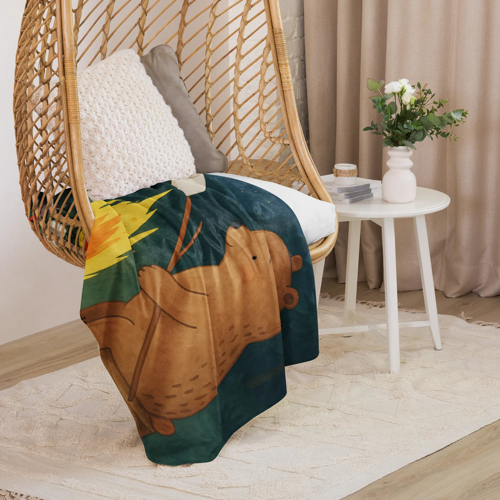Sherpa Kuscheldecke Bär & Marienkäfer Lagerfeuer Design Bär, Teddy, Teddybär, Lagerfeuer