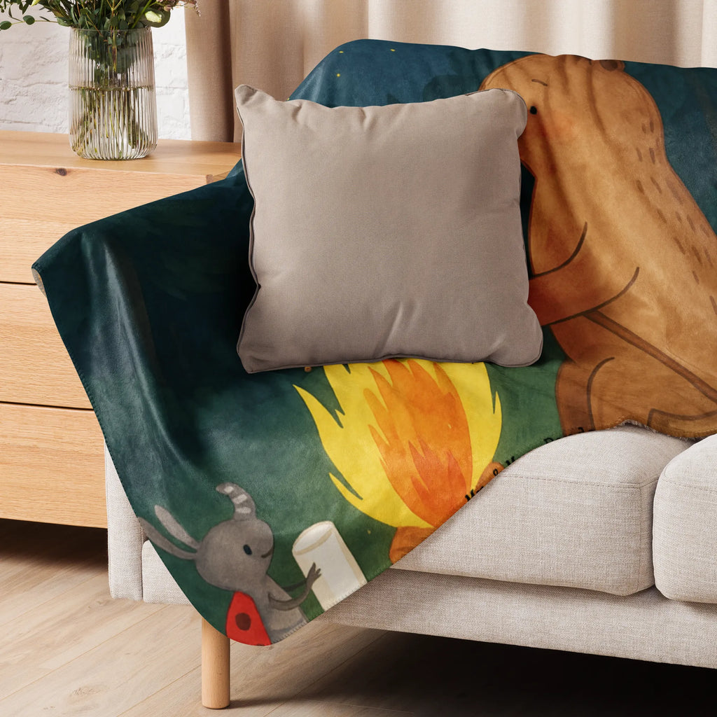 Sherpa Kuscheldecke Bär & Marienkäfer Lagerfeuer Design Bär, Teddy, Teddybär, Lagerfeuer