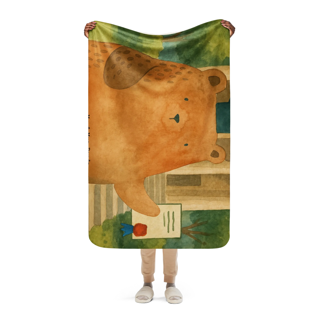 Sherpa Kuscheldecke Bär Prüfung Design Bär, Teddy, Teddybär, Abschlusszeugnis, Prüfung bestanden, Abitur, Zeugnis, Abschluss, Prüfungen