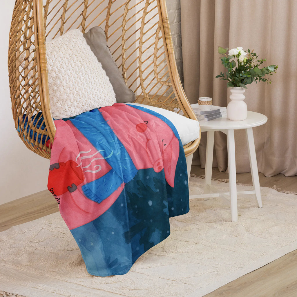 Sherpa Kuscheldecke Schweinchen Glühwein Design Winter, Weihnachten, Weihnachtsdeko, Nikolaus, Advent, Heiligabend, Wintermotiv, Betrunken, Spruch, Weihnachtsmarkt, Glühwein